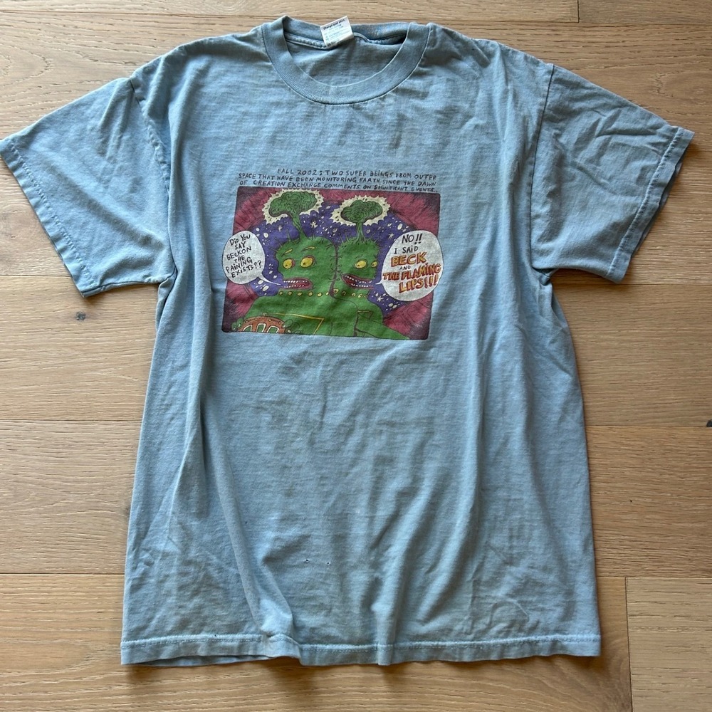 Vintage 2002 Beck The Flaming Lips Tour Shirt Blue Delta Pro Weight Large